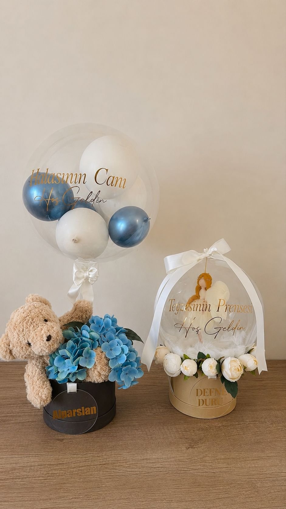 “Halasının Canı Hoşgeldin” Kişiye Özel Balonlu Peluş Aranjmanı